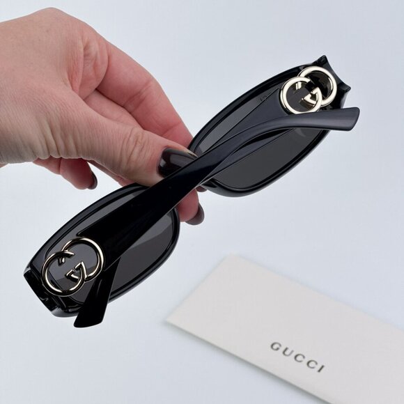 Gucci GG1661S 001 BRAND NEW Sunglasses Black Grey Rectangle Unisex main image 7
